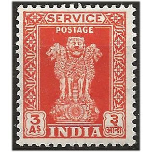 India 1950 O156 3a Red-Orange SERVICE Mounted Mint ... ..