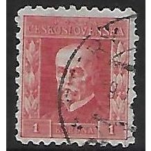 Mi 231 Wz 1 Y 7: 1 Kč carmine Defin.: Pres. Masaryk, type III, 18.75 x 21.25 mm.