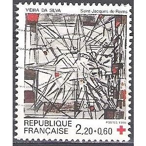 France 1986 Michel 2582C O Cote (2008) 2.00 € Croix Rouge Vitrail Reims