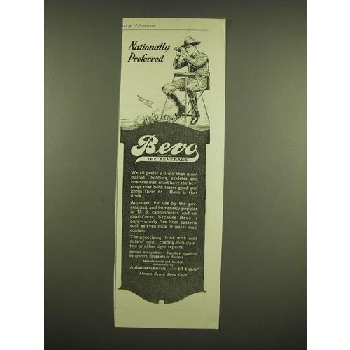 1918 Anheuser-Busch Bevo Beverage Ad - Nationally Preferred