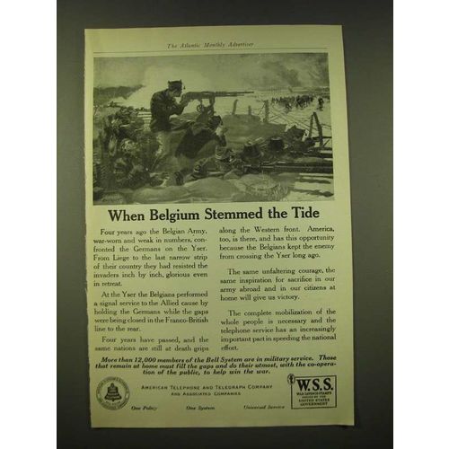 1918 American Telephone and Telegraph Company Ad - When Belgium stemmed the Tide