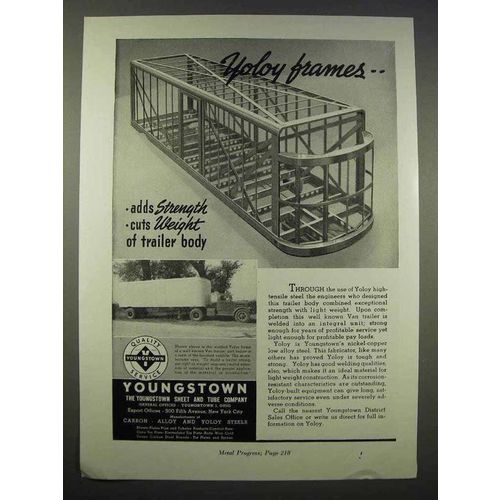 1946 Youngstown Yoloy Steel Ad - Adds Strength