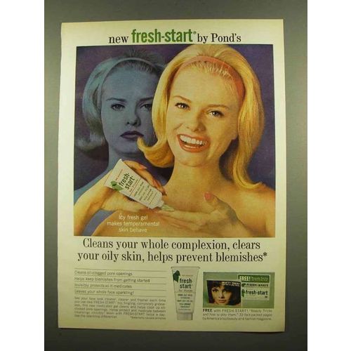 1965 Pond's Fresh-Start Gel Ad - Cleans Complexion