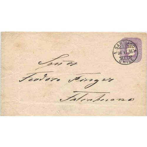 Chile Postal Sta. 1895, Santiago cancel to Talgamuano, Columbus