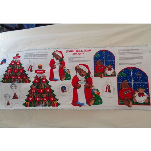 Jingle Bell Bear Appliques Fabric Material Sewing Crafting Panel