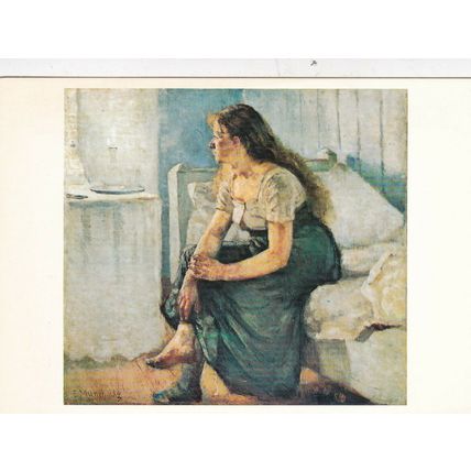 Edvard Munch Piken pa sengekanten Postcard unused VGC