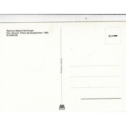 Edvard Munch Piken pa sengekanten Postcard unused VGC