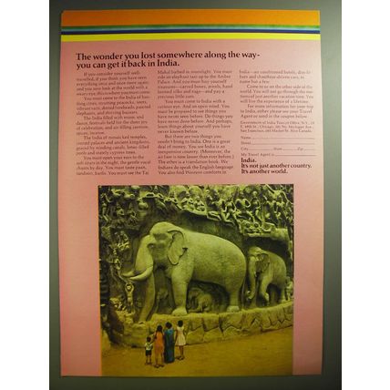 1974 India Tourism Ad - The wonder you lost somewhere along the way