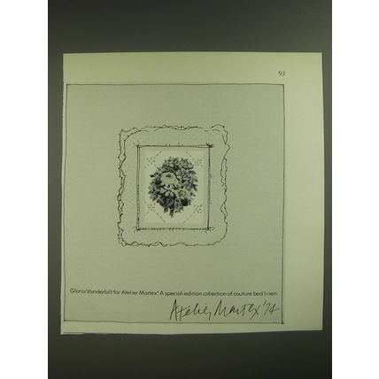 1974 Atelier Martex Linens by Gloria Vanderbilt Advertisement
