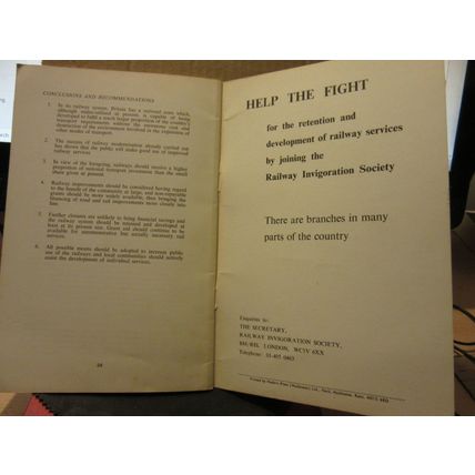 RAILWAYS IN THE 70's by The Railway Invigoration Society 1973 24 page p/b vgc /