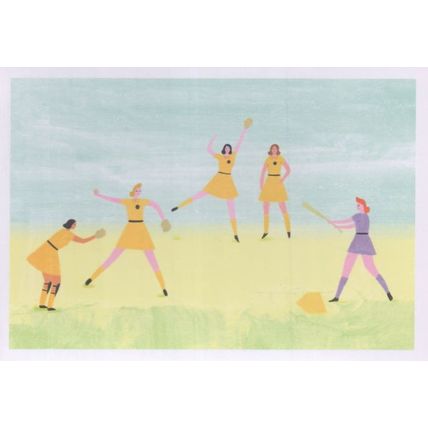 All American Girls Womens Baseball League WW2 Painting Postcard