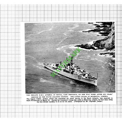 HMS ACTAEON Ship Knysa Cape Province - 1953 Cutting