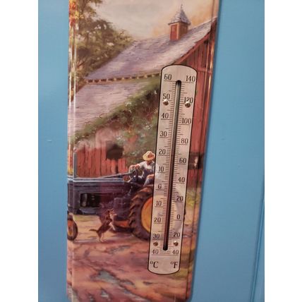 "Thomas Kinkade Summer Farm" - Retro Large Metal Thermometer - Indoor/Outdoor