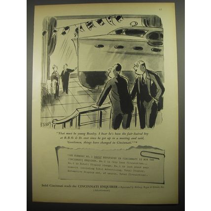 1956 Cincinnati Enquirer Newspaper Ad - Cartoon by Barney Tobey - Young Beasley