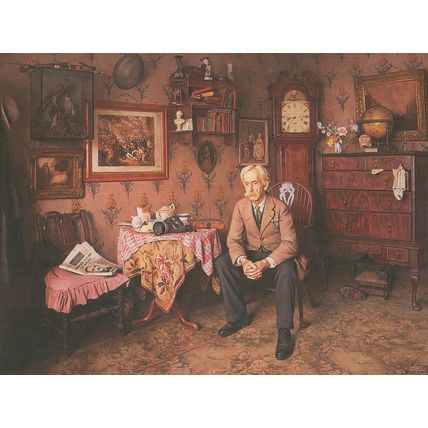 Charles Spencelayh Why WW1 War Grandfather Clock Painting Postcard