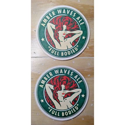 (2) Amber Waves "Full Bodied" Ale/ Capitol City Brewing Co. Coasters 3 1/2" dia.