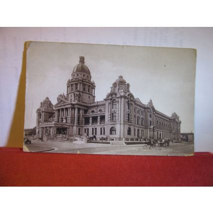 TOWN HALL, DURBAN, S,. AFRICA used antique postcard RP dated 1914 =