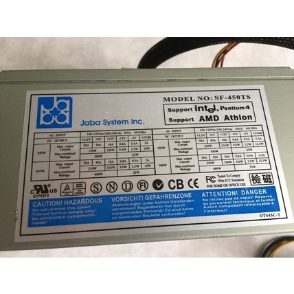 NEW JABA SYSTEM SF-450TS POWER SUPPLY,intel Pentium4,AMD ATHLON,BX