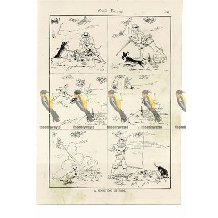Shooting Episode, Victorian Cartoon, Book Illustration (Print), 1895