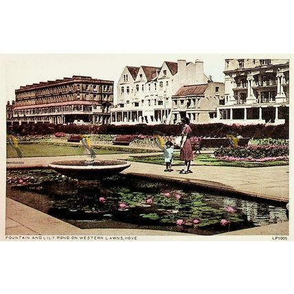 Fountain And Lily Pond, Western Lawns, Hove, Sussex, LP1005 Lansdowne Postcard