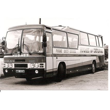 Black & White Photo of Hughes Coaches of Castleford - MMC 255W ex. Thamesmead