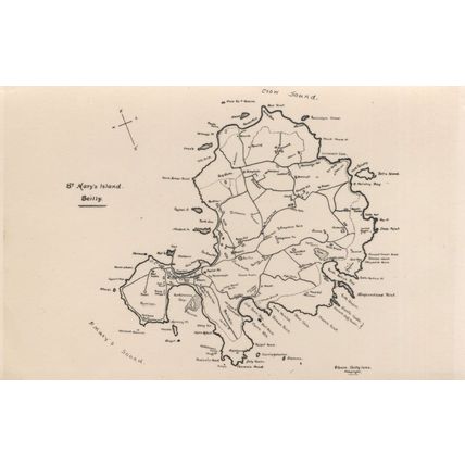 St Marys Island Scilly Antique Cornwall Compass Map Old Postcard