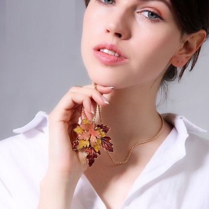 Fall Leaf Toggle Necklace dimensional Multi-layer Maple Leaf Drip Glazed