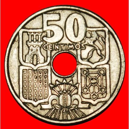 Ⰶ GENERALISSIMO FRANCO (1947-1975): SPAIN★ 50 CENTIMOS 1965★LOW START★NO RESERVE