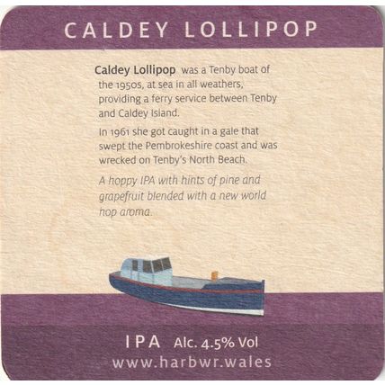BEER MAT - TENBY HARBOUR BREWERY (WALES) - CALDEY LOLLIPOP - (Cat 003) - (2017)