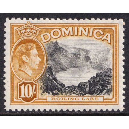 Dominica KGVI 1938-47 10s Black Brown-Orange Boiling Lake SG108a Mint MH