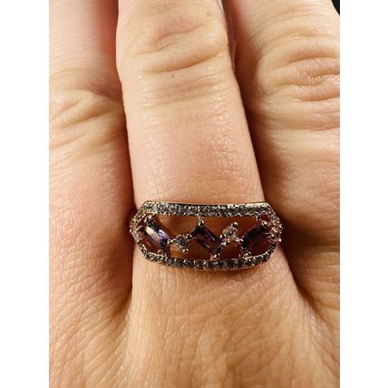 NWT Ring Bomb Party Sz11 RBP Brilliant Purple Gems Yellow Gold Pl Band