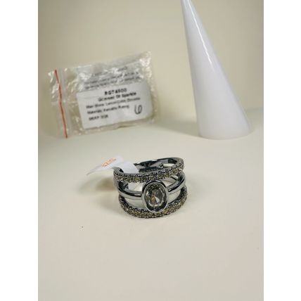 NIB Bomb Party Sz6 Revealed Ring RG74500 Glimmer of Sparkle Lemon CZ Hematite P