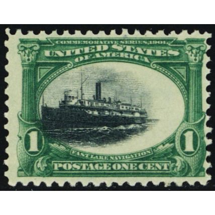 294 Var Mint LH 1¢ - Extreme Fast Boat Vignette Color Shift Error Stuart Katz