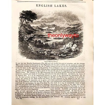 Derwent Water, Cumberland (Cumbria), UK, Book Illustration (Print), 1837