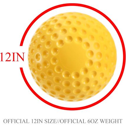 Tebery 12 Pack Yellow Dimpled Practice Balls, 12-Inch Pitching Machine Softballs