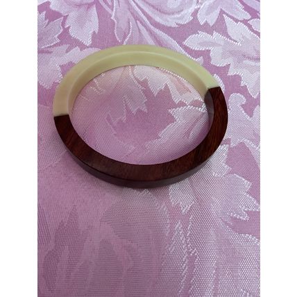 Vintage cream lucite and wood bangle/bracelet.