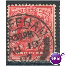 GB stamps 1902-10 KEV11 - 1d SG219 Swaffham 1
