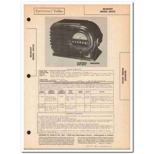 belmont model 6d120 6-tube am radio receiver sams photofact manual