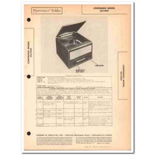 coronado model 43-9201 am radio receiver phono sams photofact manual