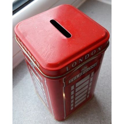 LONDON RED TELEPHONE BOX MONEYBOX, shabby chic, vintage/retro style