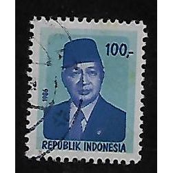 INDONESIA 1986 PRESIDENT SUHARTO 100R BLUE VIOLET & MAUVE SG 1585A FINE USED#