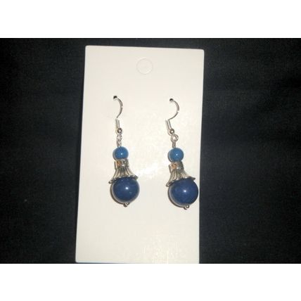 Simple blue oriental look glass & stone earrings