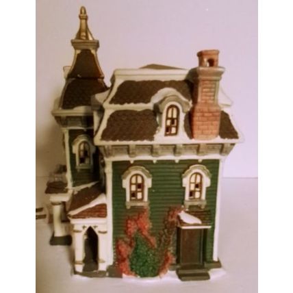 Vint 90s Christmas Village 3 Story Christmas House Hand Painted Lighted CVH 100