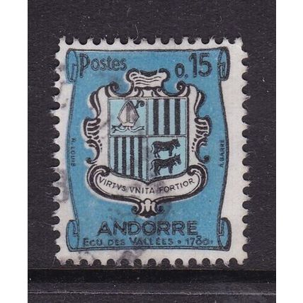 Andorra 1964 15c Coat of Arms (French) SG F171 Fine Used VGC