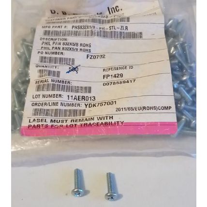 Lot of 206: D.B. Roberts PHS832x58-PH-STL-ZI Phillips Pan Head
