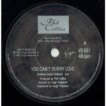 Phil Collins - You Can't Hurry Love 7", Single Very Good Plus (VG+)