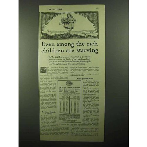 1920 Pettijohn's Cereal Ad - Rich Children Starving