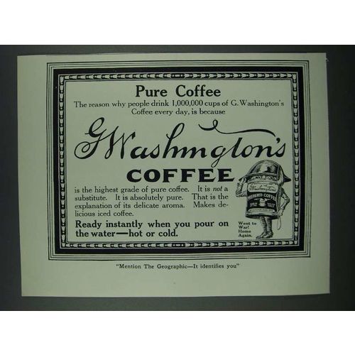 1919 G. Washington Coffee Ad - Pure Coffee