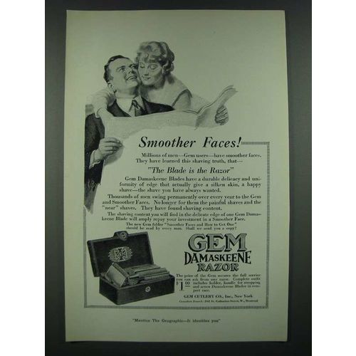1919 Gem Damaskeene Razor Ad - Smoother Faces