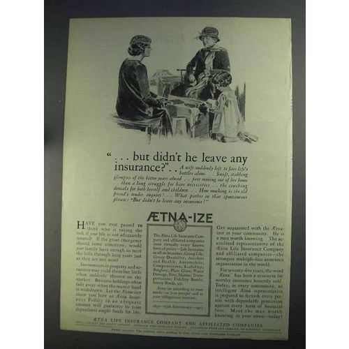 1925 Aetna Life Insurance Ad - Didn't He Leave Any